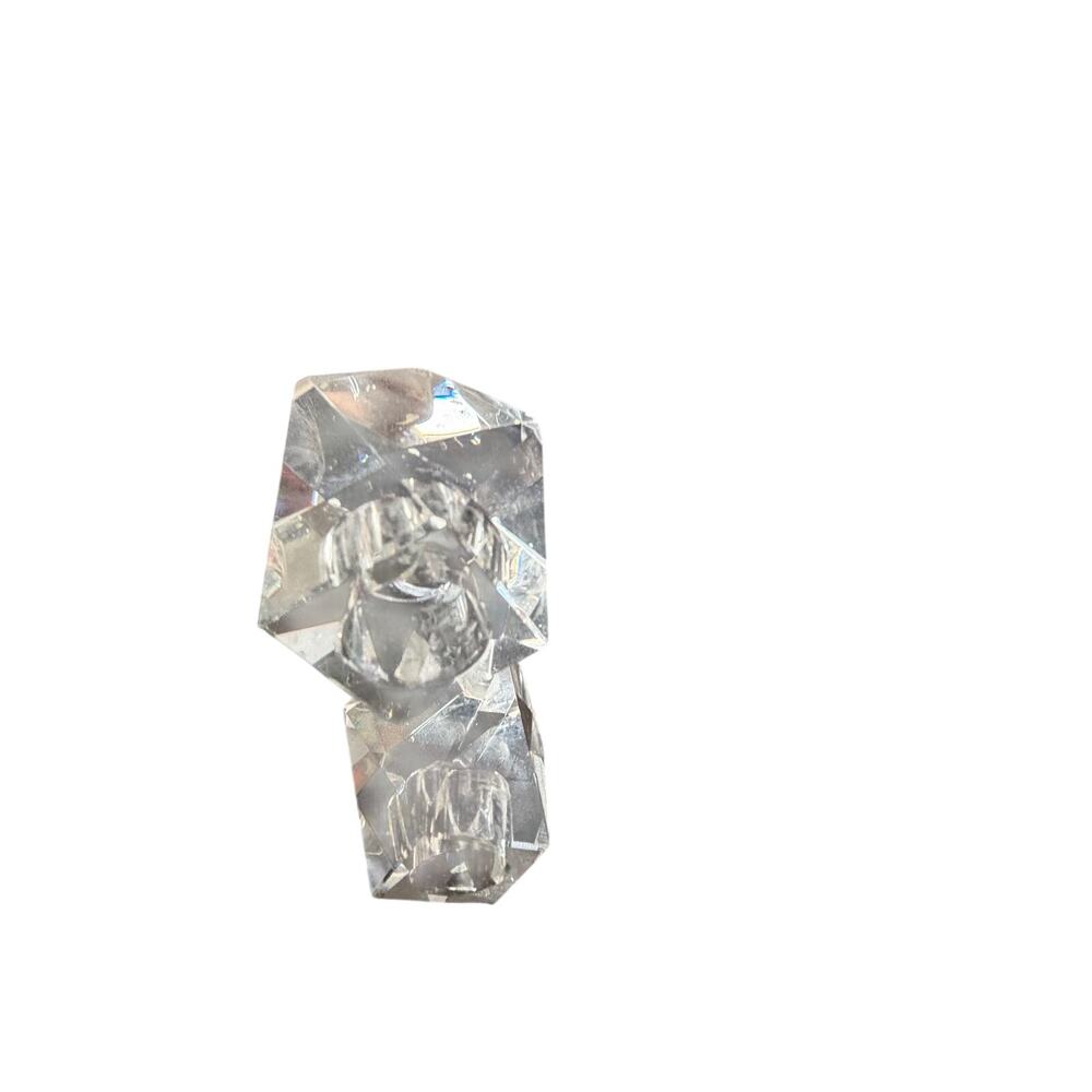 VTG Clear Crystal Glass Taper Candle Holders Set of 2 Faceted Geometric Pair - Picture 4 of 8
